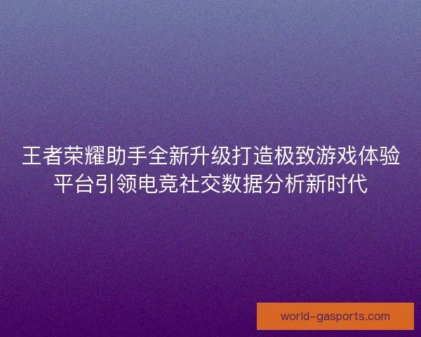 王者荣耀助手全新升级打造极致游戏体验平台引领电竞社交数据分析新时代